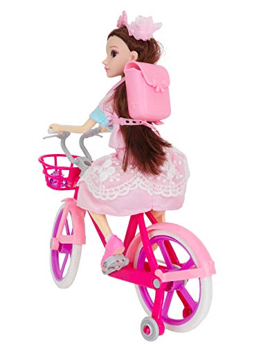 Toyland® 30 cm große Puppe auf dem Fahrrad, Spielset – inklusive Rucksack, Ringen und Stirnbändern (Poppy’s Playtime)