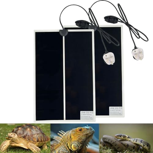 PeSandy 2PCS Reptile Heating Mat with Temperature Adjustment, 20W Non