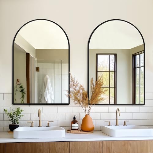 FICTOR Bathroom Mirror for Wall,2 Pack 24”x36” Arched Vanity Bathroom Mirror for Over Sink,...