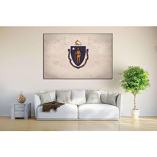 Bandera de Massachusetts cuadro de tela ZELLART para decorar salones modernos
