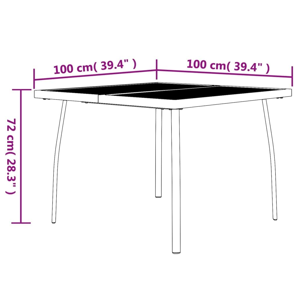 vidaXL Tavolo da Giardino Antracite 100x100x72 cm Rete d'Acciaio