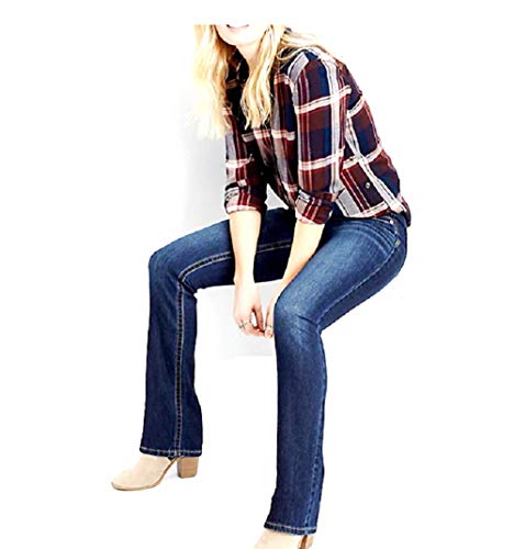 Women's Junior Blue Denim Premium Stretch Bootcut/Straight Cut Jean Pants (15, Jack David Awg0005 Straight Leg Blue)