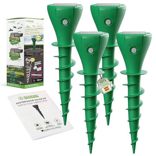 ISOTRONIC Ahuyentador de topos solar para atornillar, ahuyentador de topos para el jardín, ahuyentador de topos, ahuyentador de roedores, IP65 (4)