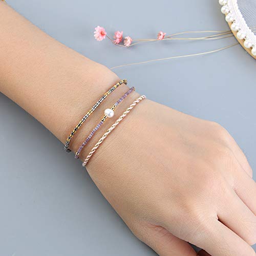 Image of C.QUAN CHI Handmade Friendship Beaded Bracelet Adjustable Colorful Miyuki Beads Bracelet