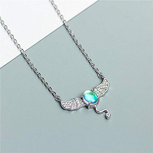 Cadeau d'anniversaire créatif collier pierre de lune et ailes en argent