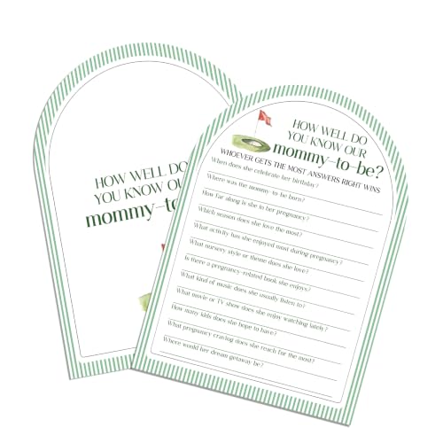How Well Do You Know Our Mommy-To-Be Games Cards, Golf Baby Shower Games For New Parents, Funny Hole In One Gender Neutral Game Cards For Boy or Girl, Gender Reveal Game Party Decor & Supplies -A02