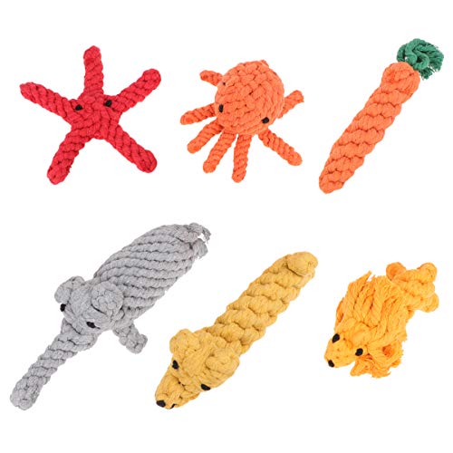 Balacoo 6 peças de brinquedos mastigáveis coloridos elefante leão Seastar filhote polvo em forma de