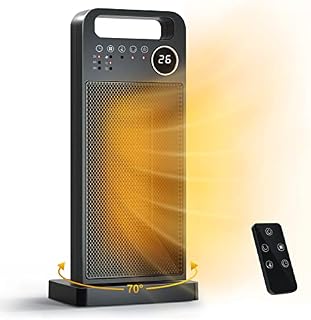 LVARA Space Heater 2000W Fast Heating Ceramic Electric Fan Heater with Remote,Adjustable Thermostat,Overheating & Tip-Over Protection,3 Modes,12H Timer,70°Oscillating Portable Heater for Office Home