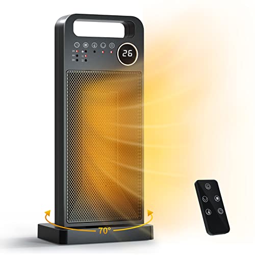 LVARA Space Heater 2000W Fast Heating Electric Ceramic Fan Heater with Remote,Adjustable Thermostat,Overheating & Tip-Over Protection,3 Modes,12H Timer,70°Oscillating Portable Heater for Home Office