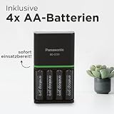 Panasonic eneloop SmartPlus charger for 1–4 AA/AAA NI-MH batteries, with 4 LED indicators and 10 safety functions, includes AA batteries, min. 2500 mAh, black, 52055E40. - 4