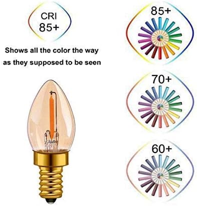 Bulbright 5Pack LED Night Light Bulb C7 0.5W LED Filament Bulb, Candelabra E14 Base, Ultra Warm White 2200K, 220VAC, 60Lumen - Image 5