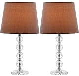 SAFAVIEH Lighting Collection – Nola Set of 2 Modern Glam Stacked Crystal Ball 16-Inch Table Lamps with Light Grey Shade, LED Bulbs Included, Bedroom Living Room Home Office (LIT4123B-SET2)