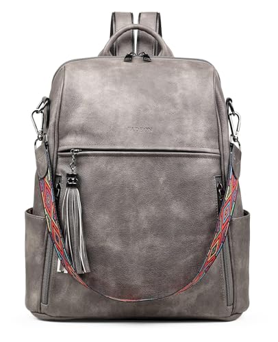 Image of FADEON Leather Backpack Purse for Women Designer Travel Backpack Purses PU Fashion Ladies Shoulder Bag with Tassel