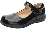  PPXID Damen Mary Jane Halbschuhe Schule Uniformschuhe Ballerinas Oxfords, Schwarz, 39 EU