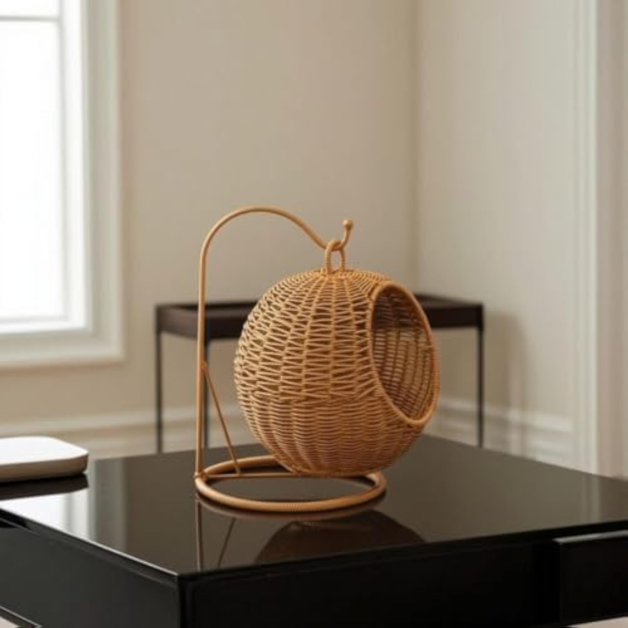 Hand-Woven Hanging Basket with Stand