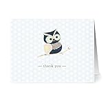 Woodland owl - 36 Thank You Note Cards - Blank Cards - Off-White Ivory Envelopes Included