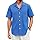 Enlision Chemise Bleu Lin Homme Manches Courtes Chemises Été Homme Leger Coupe Régulière Chemisette Boutons Décontractée pour Business 3XL