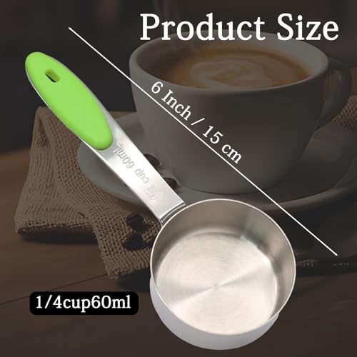 Cucharas medidoras 1/4 taza acero verde 2 pzas miniatura 3