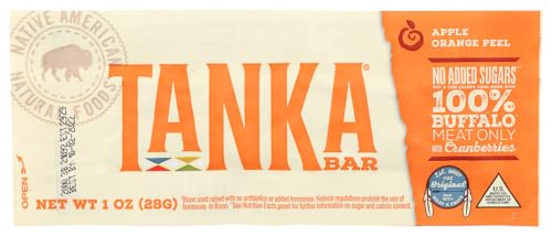 Bison Pemmican Meat Bars with Buffalo & Cranberries by Tanka, Gluten Free, Beef Jerky Alternative, Apple Orange Peel
