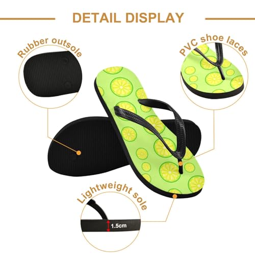 Green Lime Flip Flops for Beach Thong Sandals Anti-slip Lightweight Flat Slippers for Summer Outdoor Travel3