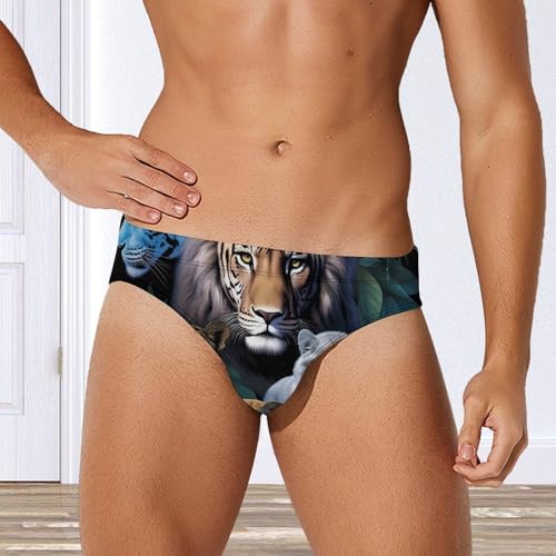 Tiger Leopard Lion Men's Swim Briefs Sexy Bikini Swimsuit Beach Shorts Underwear Low Waist4