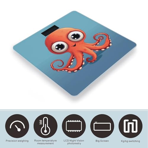 Báscula digital para baño con diseño pulpo rojo miniatura 3