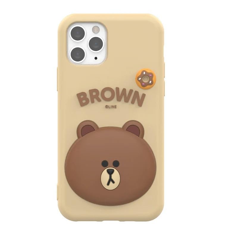 Image of COVERLY for iPhone 15 Pro Max 3D Line Friends Teddy Cartoon Case,Premium Silicone Case Brown Candy with Phone Holder Cool Full Protective Cute Kawaii Aesthetic Cover for Apple iPhone 15 Pro Max