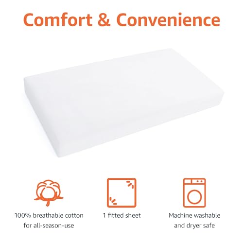 Amazon Basics CRIBWHITE1 100% Cotton Jersey Knit Fitted Crib Sheet thumb #2