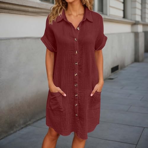 Vestido informal para mujer con botones para vestir cómoda y holgada 3