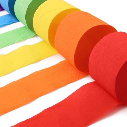 SUNBEAUTY 9 Rollen Bunt Krepppapier Regenbogen Krepppapier Band DIY Papier Streamer Luftschlangen Seidenpapier für Partydekorationen Geburtstag Hochzeits Babyparty Frühling Sommerdeko
