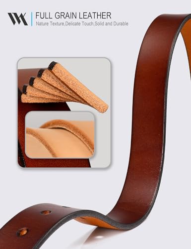 WOLFANT Womens Casual leather Jean Belt,1.1" Ladies Belt with Gold Buckle,100% Italian Full Grain Real Solid Leather2