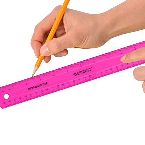 Image of Westcott Shatterproof Ruler, Assorted Translucent Colors, 12 inch (Pack of 3)