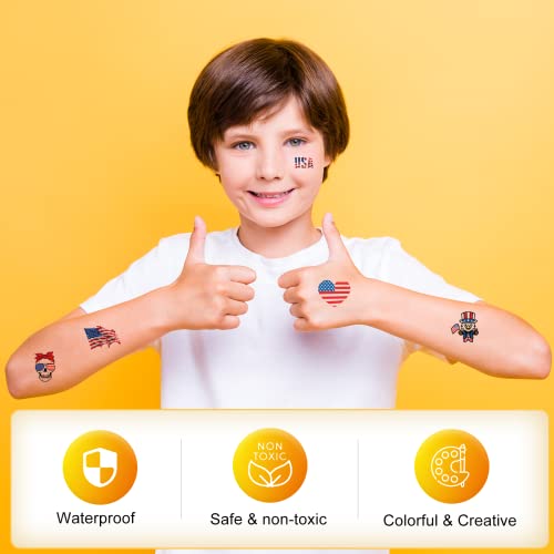 Myokbar Temporary Tattoo Kids,10 Sheets Waterproof Independence Day Tattoos For Kids,Fake Tattoos Stickers Party Kids Tattoos Temporary For Girl Boys #TOP6