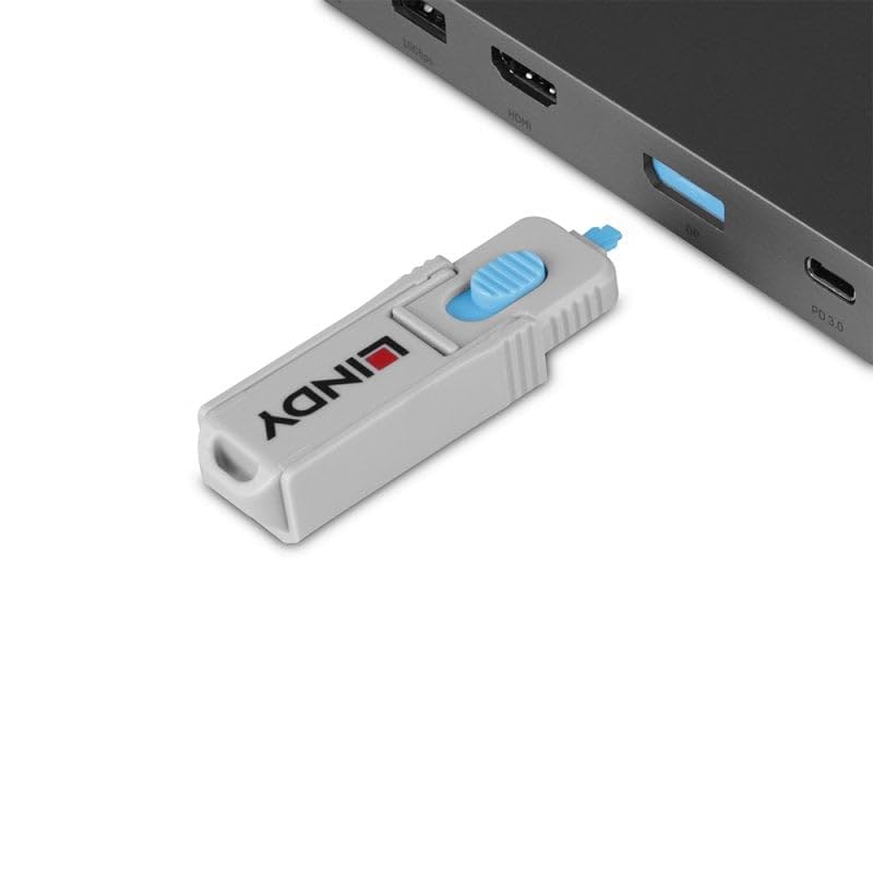 Lindy UK DP Port Blocker Key z 4 blokerami, niebieski