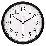 Westclox 461861 10' Modern Black Analog Wall Clock with Large Display, Battery Powered, Round, Perfect for Bedroom, Office, Kitchen