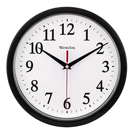 Westclox 461861 10" Modern Black Analog Wall Clock with Large Display, Battery Powered, Round, Perfect for Bedroom, Office, Kitchen