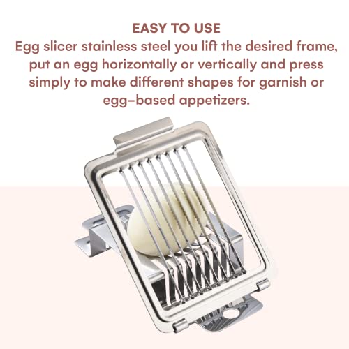 Kitchtic Egg Slicer For Hard Boiled Eggs - Stainless Cutter For Eggs - Heavy Duty Egg Chopper - Dishwasher Safe Soft Fruit Slicer For Strawberry, Kiwi, Bananas #TOP3