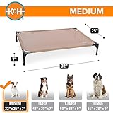 K&H Pet Products Erhöhtes Hundebett, kühlendes Hochbett mit wasserdichtem, atmungsaktivem Netzgewebe für mittelgroße Hunde, tragbares Tischbett mit robustem Metallrahmen und Bezug im Hängematten-Stil,