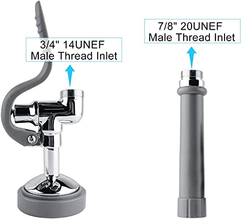 Image of Pre Rinse Sprayer Commercial Sink Sprayer Head Spray Valve,1.42GPM Restaurant Sink Dish Spray with Handle for Commercial Kitchen faucets,Chrome Finished (Grey)