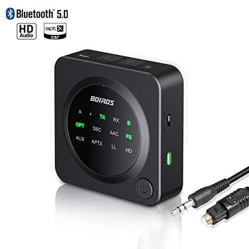Bluetooth 5.0 Transmitter Receiver Wireless Adapter - 2 in 1 Digital Optical TOSLINK