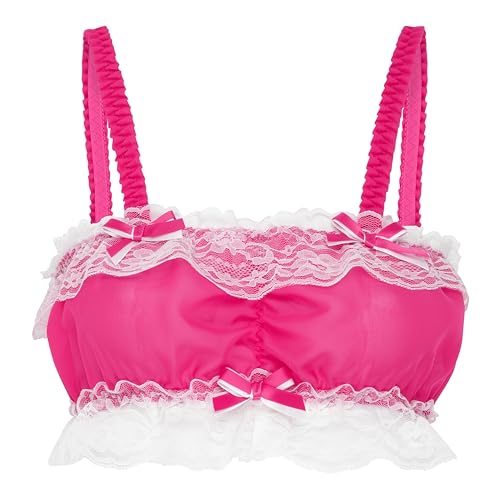 Image of Satini Sissy Chiffon Fitted Bralette, Hot Pink, L
