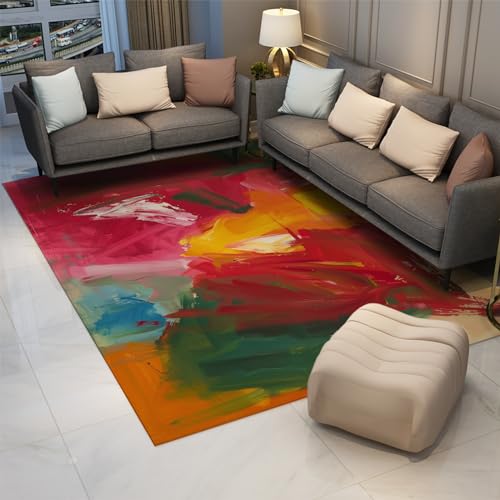 Tapis aquarelle graffiti moderne multicolore 60x90cm pour salon - 3