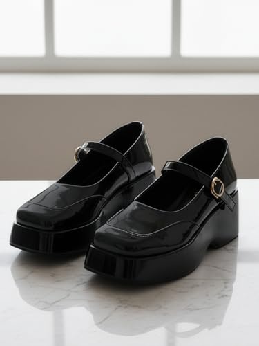 Image of SilverArrow womens Trendz Fashion Sandals|Platform Mary Jane Style Heel Sandals With Thin Strap Buckle Closure Support|Casual Wear