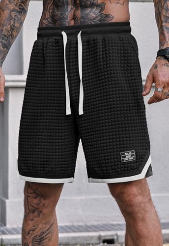 Men’s Waffle Sweat Shorts Basketball Athletic Casual Midweight 8'' Inseam Shorts with Pockets (S-XXL)2