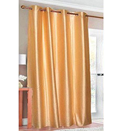 Image of India Furnish Polyester Eyelet Window Curtain, Solid Plain Light Filtering Curtain for Bedroom, Living Room & Home Office, 5 Feet (60 x 48 Inch), Gold, Pack of 1