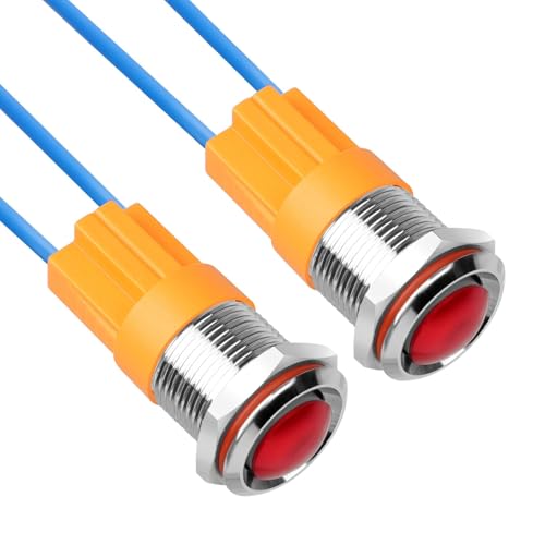 Linkstyle 2 Piezas 12mm Interruptor de Botón de Enganche, ON/OFF Ronda Impermeable Pulsador para 12V/24V Coche Barco Camión