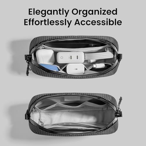 Image of tomtoc Electronics Organizer Travel Case Performance, Water Resistant Bag Cable Tech Pouch Accessories, Carry Storage for Cord, Phone, Cables, Airpods, USB Flash Drive, Daily Items