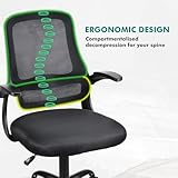 T-THREE.Adjustable ergonomic mesh swivel chair, office and study seat with lumbar support, height adjustment, 360° rotation, 90° flip-up armrests for home office(Black) - Image 7