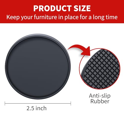 Image of Ezprotekt Non Slip Furniture Pads, 8 Pcs 2.5 inch Anti Slip Rubber Caster Cups, Anti Skid Furniture Coasters for Hardwood Floors, No Slide Furniture Gripper, Furniture Stoppers to Prevent Sliding (Black)