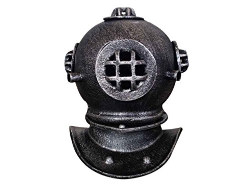Handcrafted Nautical Decor Antique Silver Cast Iron Decorative Divers Helmet 9"- Nautical Divers Helmet - Nautical Home Decor